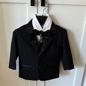 Kids Black Tuxedo Suit with Bow Tie